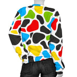 Colorful Cow Print Women's Crewneck Sweatshirt GearFrost
