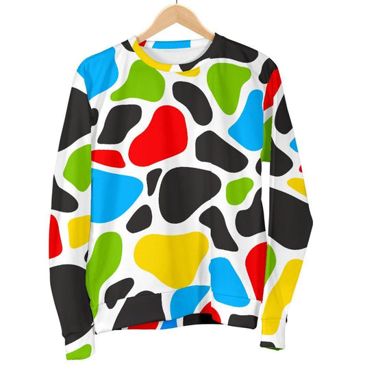 Colorful Cow Print Women's Crewneck Sweatshirt GearFrost
