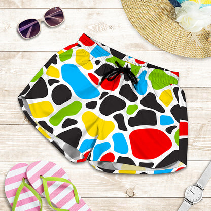 Colorful Cow Print Women's Shorts