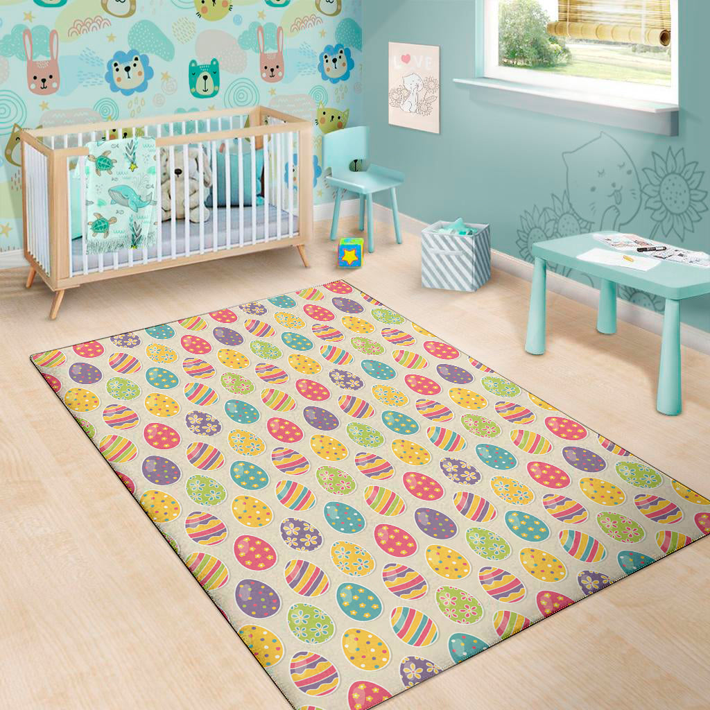 Colorful Cute Easter Eggs Pattern Print Area Rug