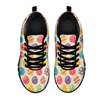 Colorful Cute Easter Eggs Pattern Print Black Sneakers