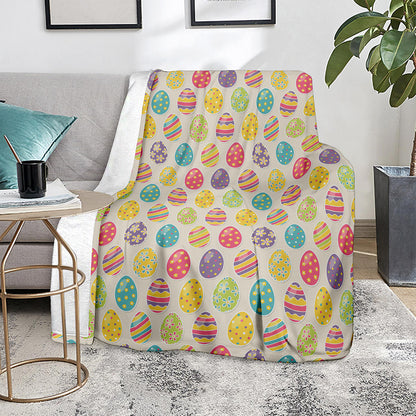Colorful Cute Easter Eggs Pattern Print Blanket
