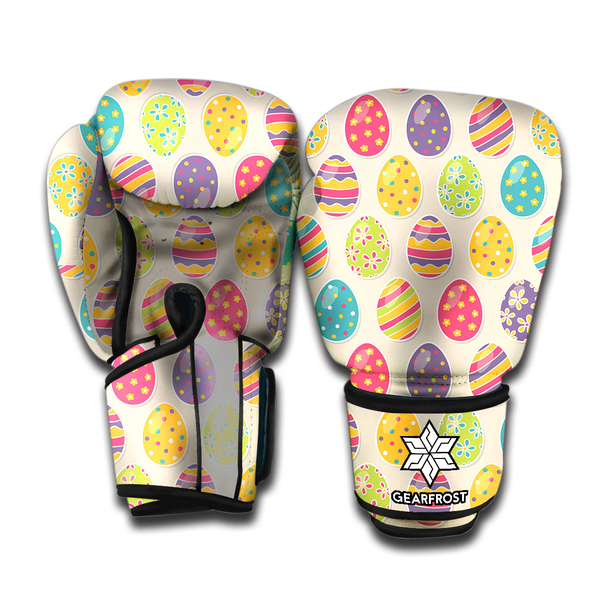 Colorful Cute Easter Eggs Pattern Print Boxing Gloves