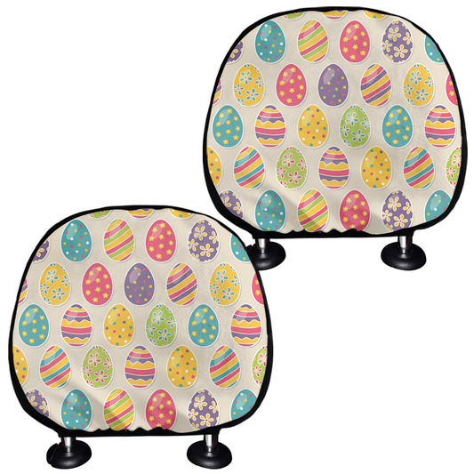 Colorful Cute Easter Eggs Pattern Print Car Headrest Covers