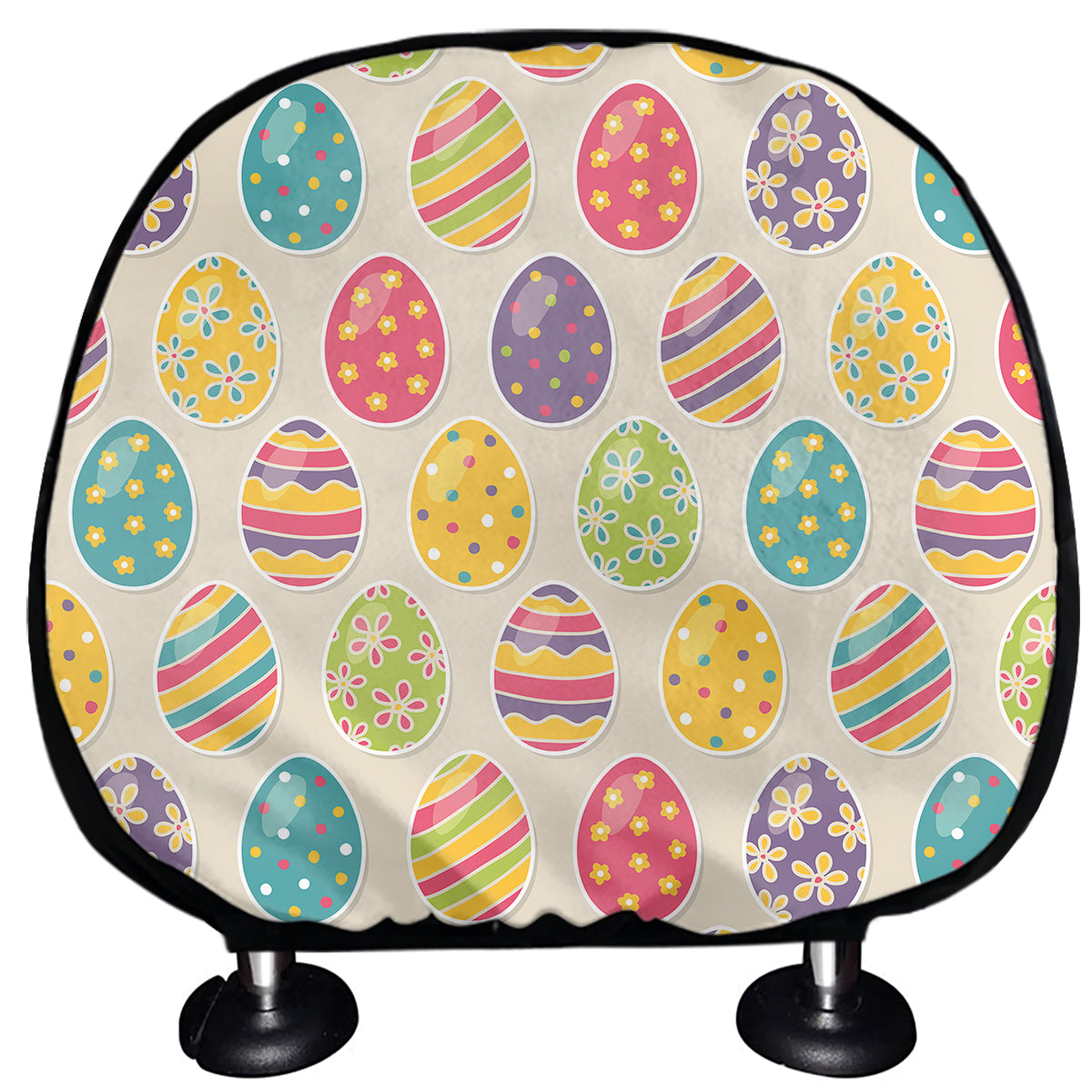 Colorful Cute Easter Eggs Pattern Print Car Headrest Covers