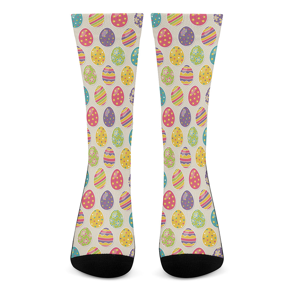Colorful Cute Easter Eggs Pattern Print Crew Socks