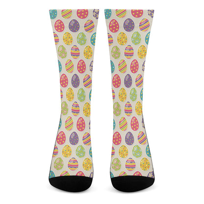 Colorful Cute Easter Eggs Pattern Print Crew Socks