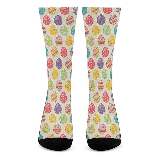 Colorful Cute Easter Eggs Pattern Print Crew Socks