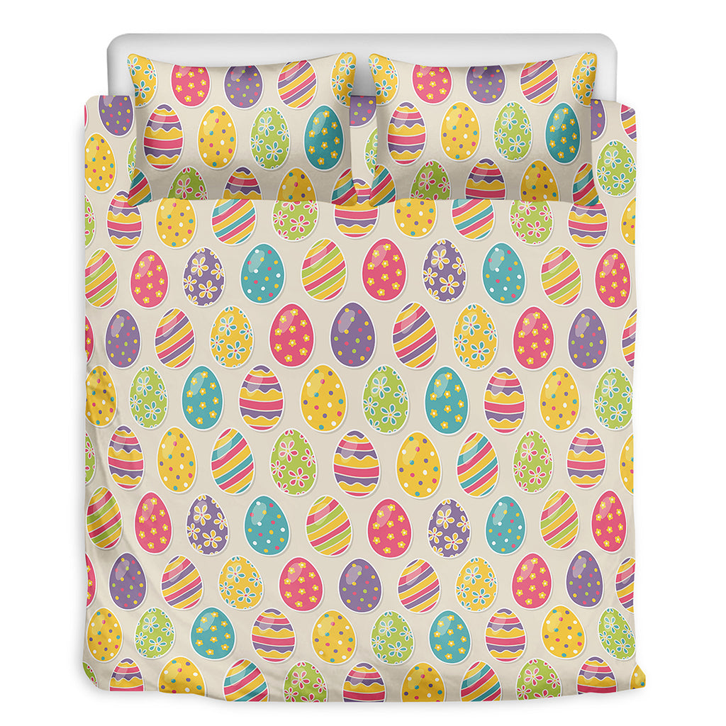 Colorful Cute Easter Eggs Pattern Print Duvet Cover Bedding Set