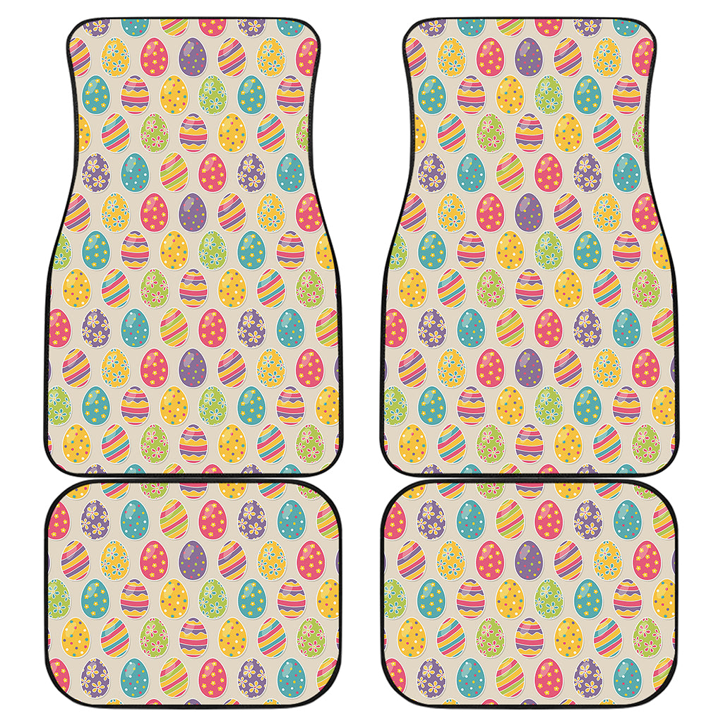 Colorful Cute Easter Eggs Pattern Print Front and Back Car Floor Mats