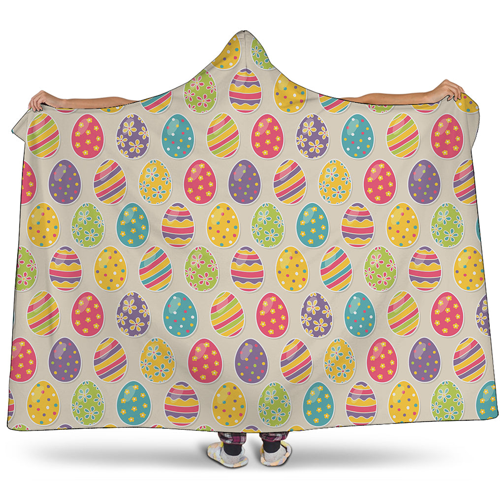 Colorful Cute Easter Eggs Pattern Print Hooded Blanket