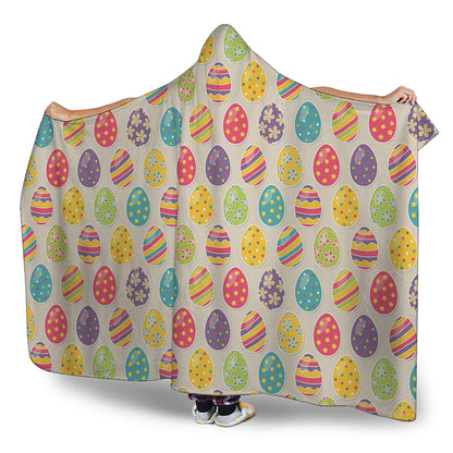 Colorful Cute Easter Eggs Pattern Print Hooded Blanket