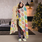 Colorful Cute Easter Eggs Pattern Print Hooded Blanket