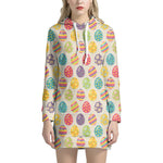 Colorful Cute Easter Eggs Pattern Print Hoodie Dress