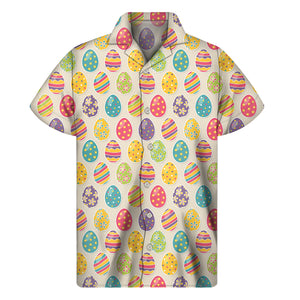 Colorful Cute Easter Eggs Pattern Print Men's Short Sleeve Shirt