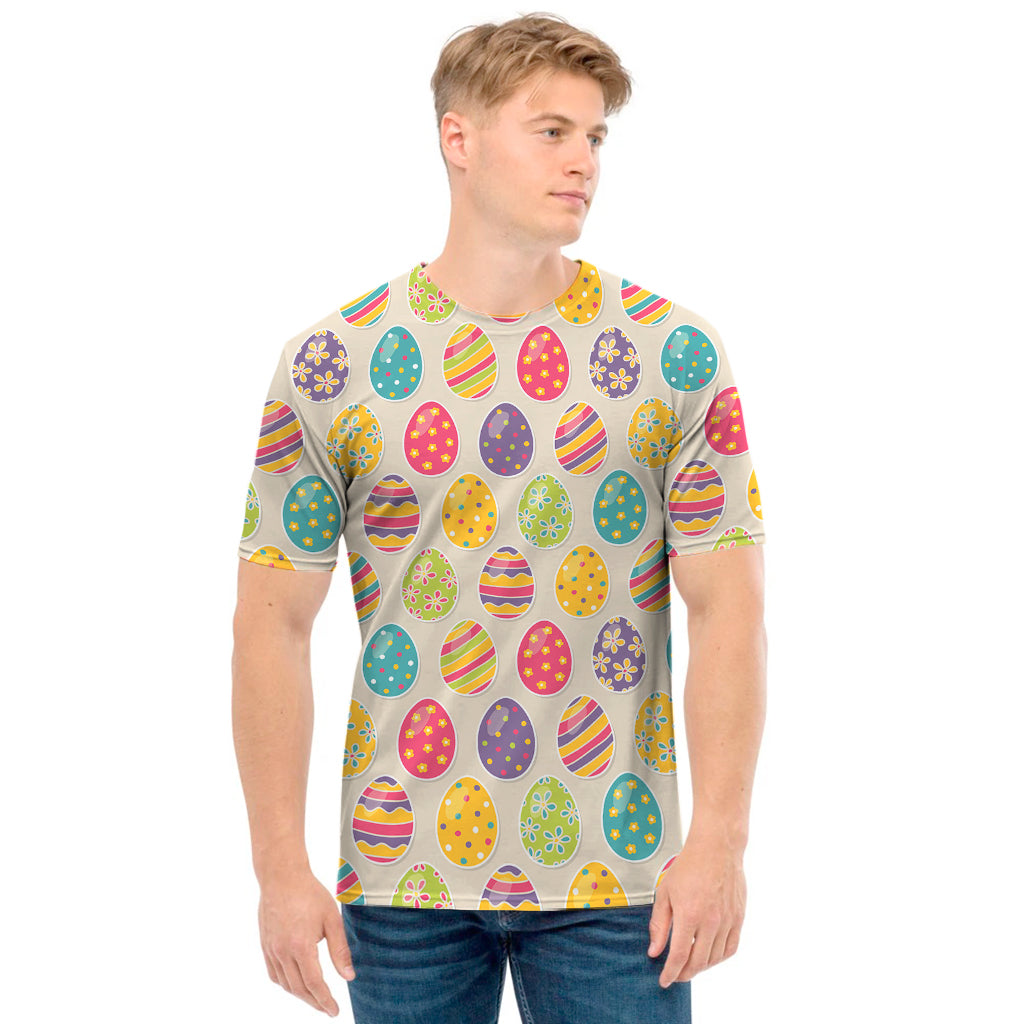 Colorful Cute Easter Eggs Pattern Print Men's T-Shirt