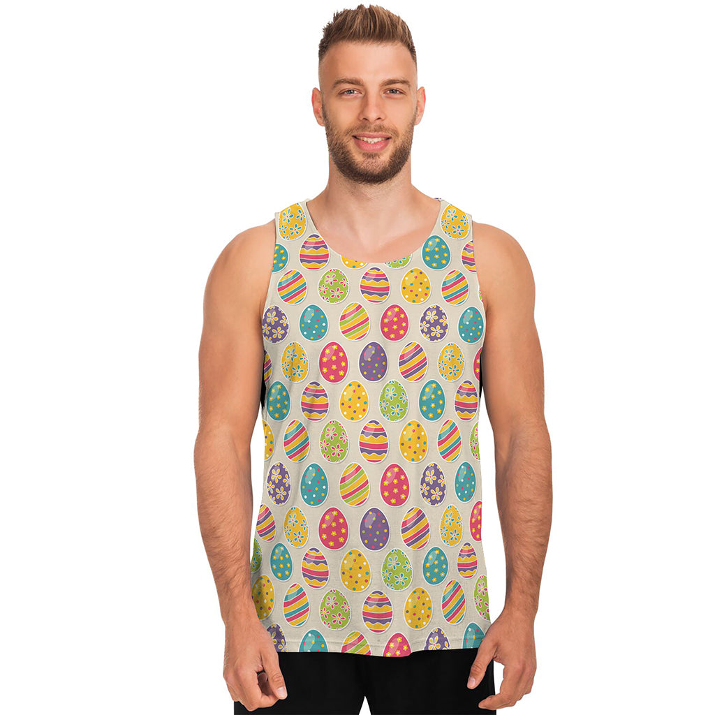Colorful Cute Easter Eggs Pattern Print Men's Tank Top