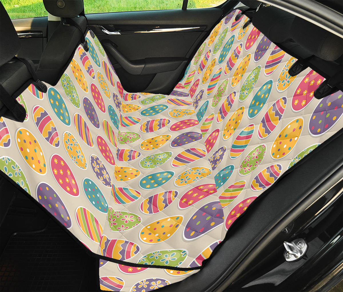 Colorful Cute Easter Eggs Pattern Print Pet Car Back Seat Cover