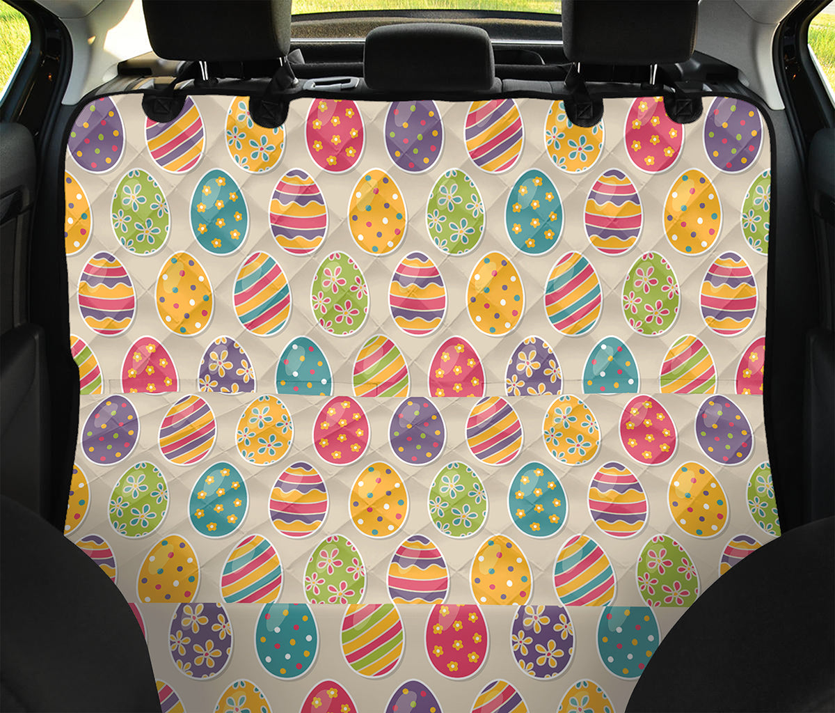 Colorful Cute Easter Eggs Pattern Print Pet Car Back Seat Cover