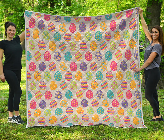 Colorful Cute Easter Eggs Pattern Print Quilt