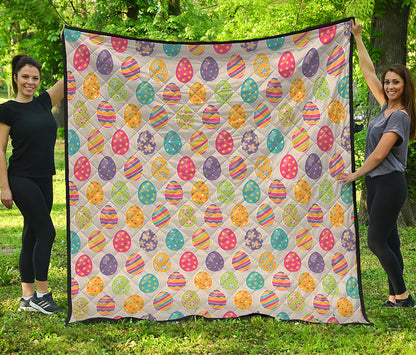 Colorful Cute Easter Eggs Pattern Print Quilt