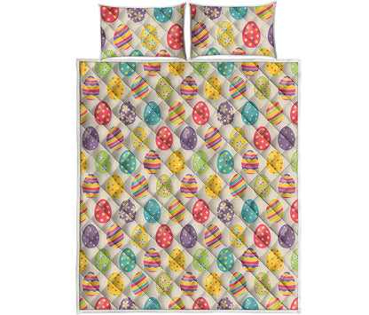 Colorful Cute Easter Eggs Pattern Print Quilt Bed Set