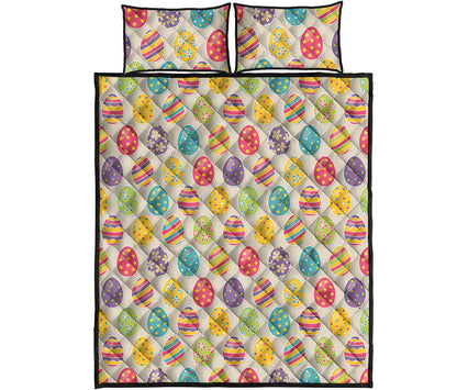 Colorful Cute Easter Eggs Pattern Print Quilt Bed Set