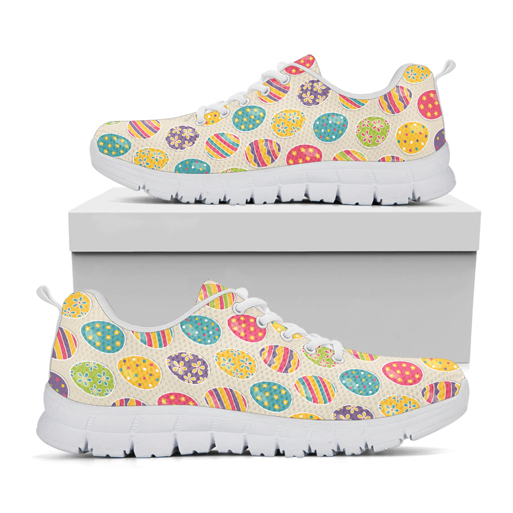 Colorful Cute Easter Eggs Pattern Print White Sneakers