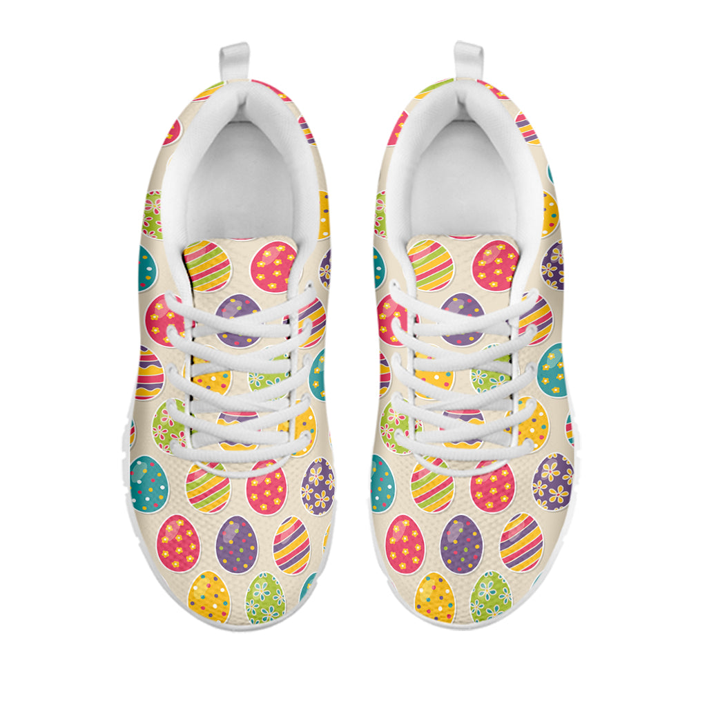 Colorful Cute Easter Eggs Pattern Print White Sneakers