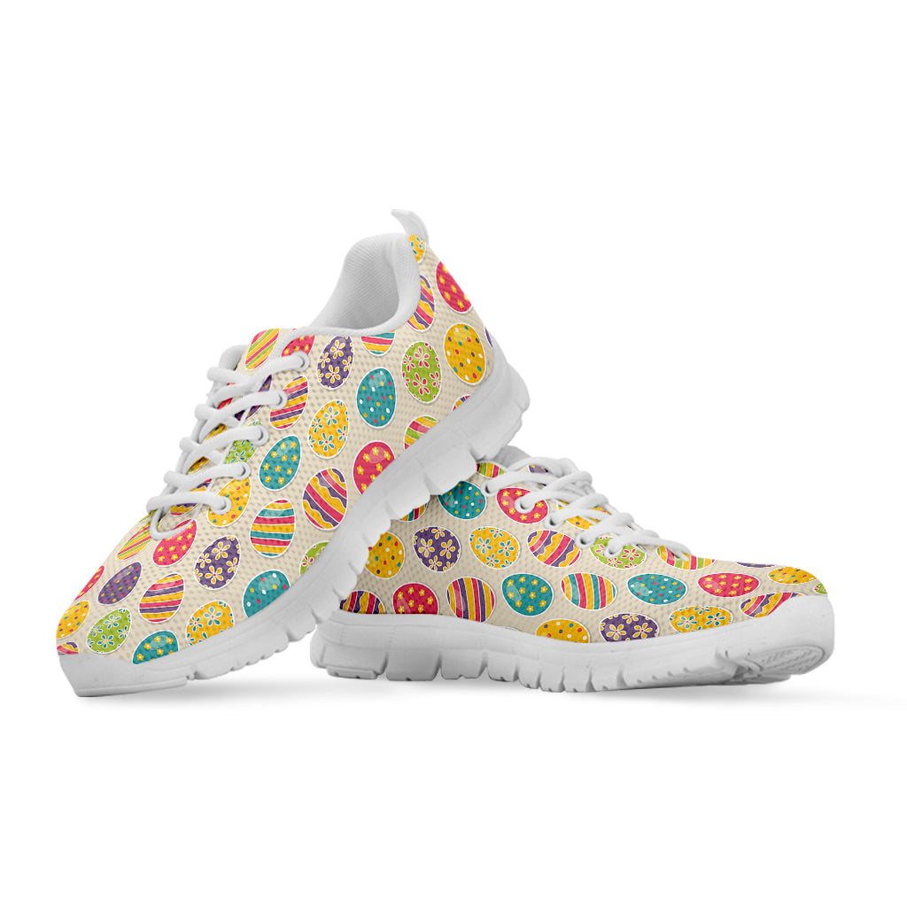 Colorful Cute Easter Eggs Pattern Print White Sneakers