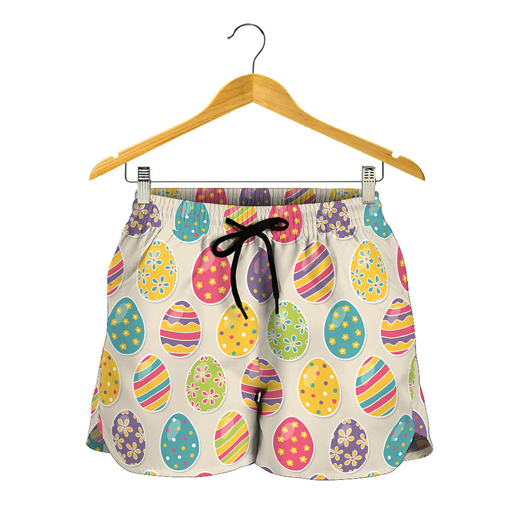Colorful Cute Easter Eggs Pattern Print Women's Shorts
