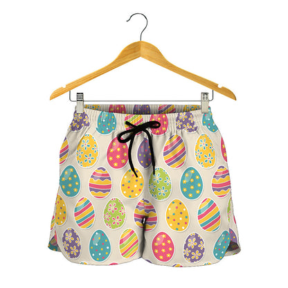 Colorful Cute Easter Eggs Pattern Print Women's Shorts