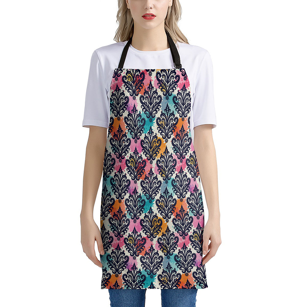 Colorful Damask Pattern Print Apron
