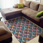 Colorful Damask Pattern Print Area Rug