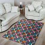 Colorful Damask Pattern Print Area Rug