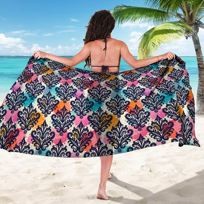 Colorful Damask Pattern Print Beach Sarong Wrap