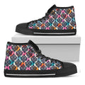 Colorful Damask Pattern Print Black High Top Sneakers