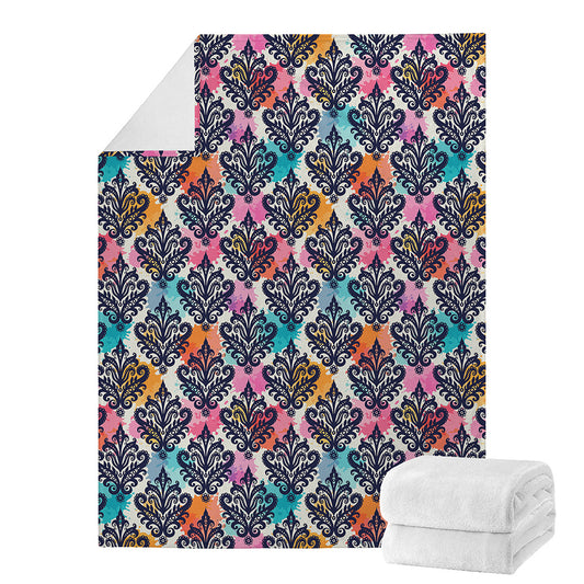 Colorful Damask Pattern Print Blanket