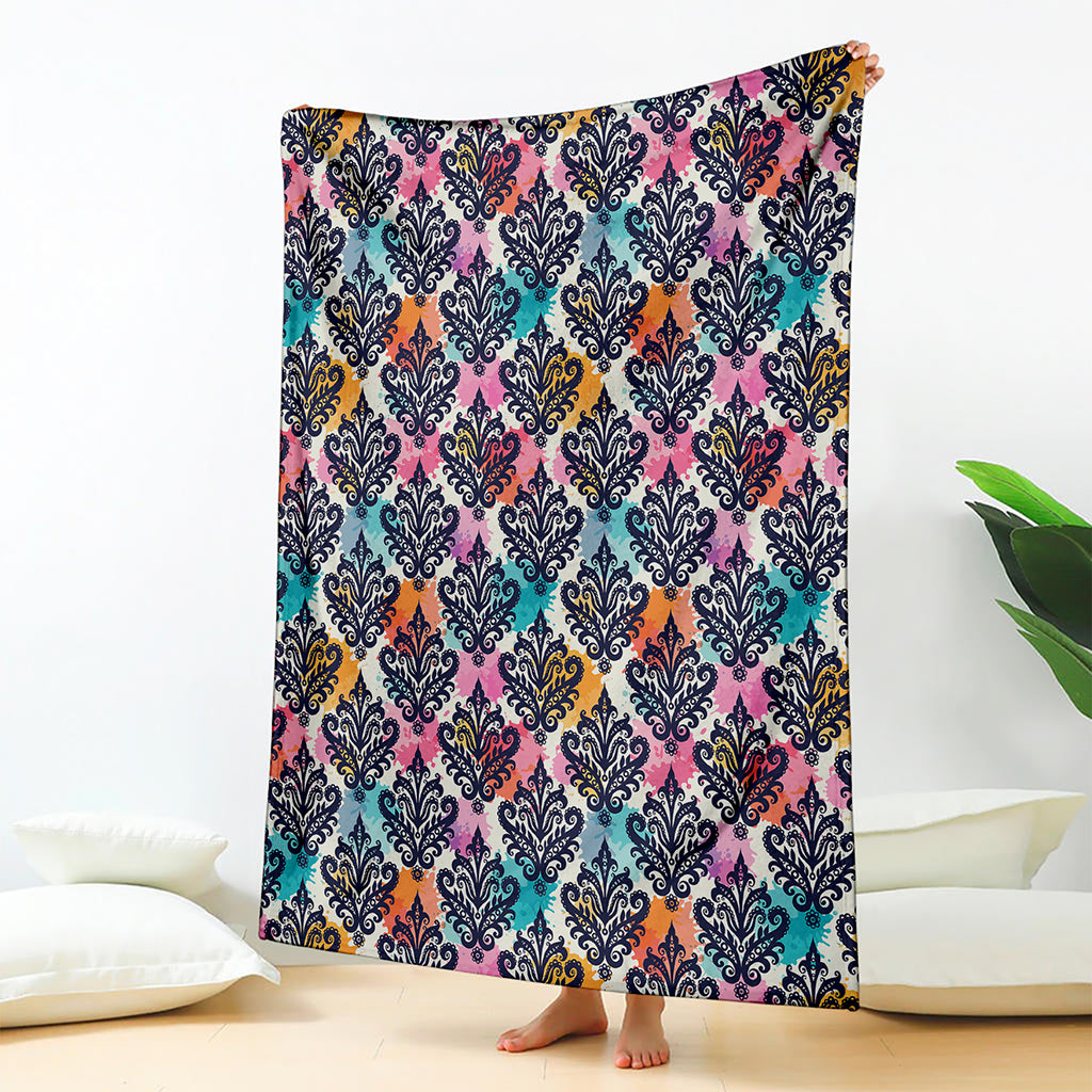 Colorful Damask Pattern Print Blanket