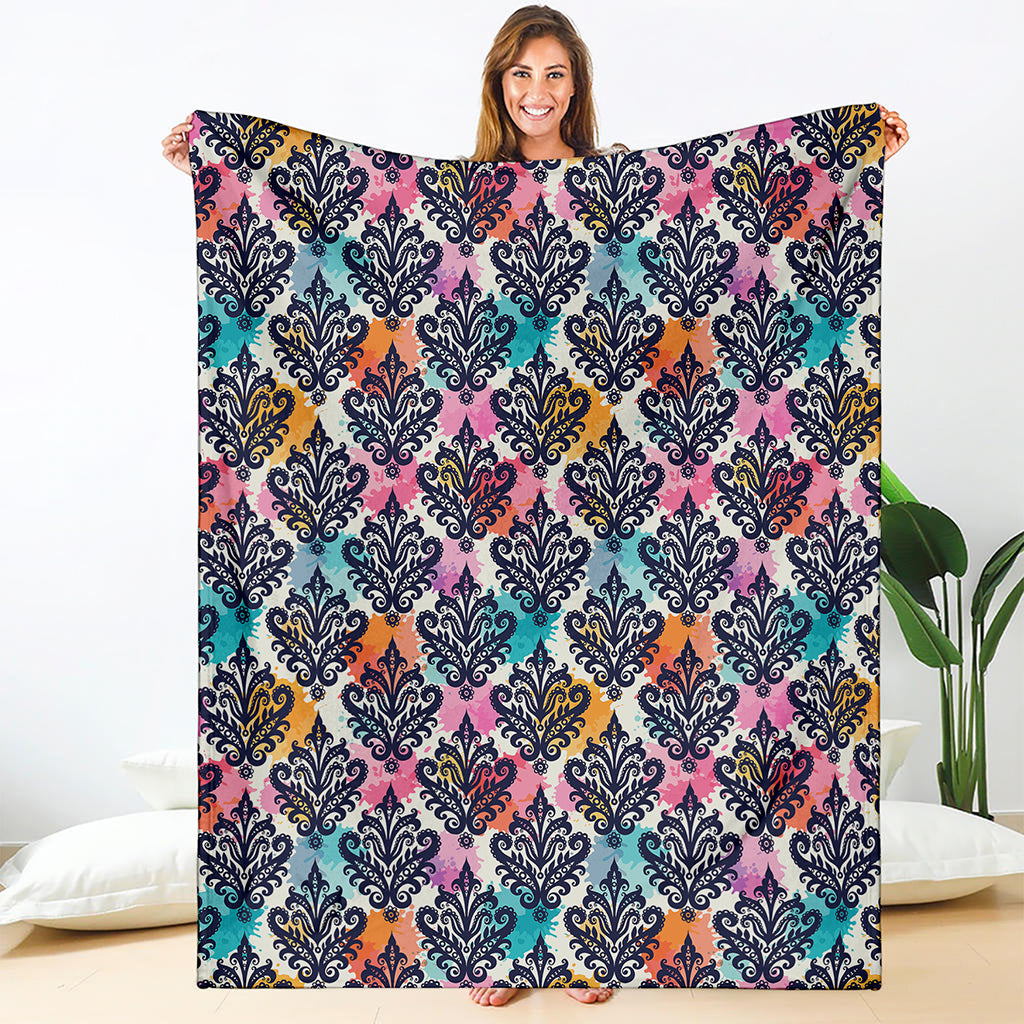 Colorful Damask Pattern Print Blanket