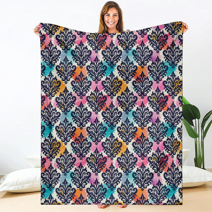 Colorful Damask Pattern Print Blanket