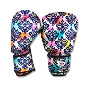 Colorful Damask Pattern Print Boxing Gloves