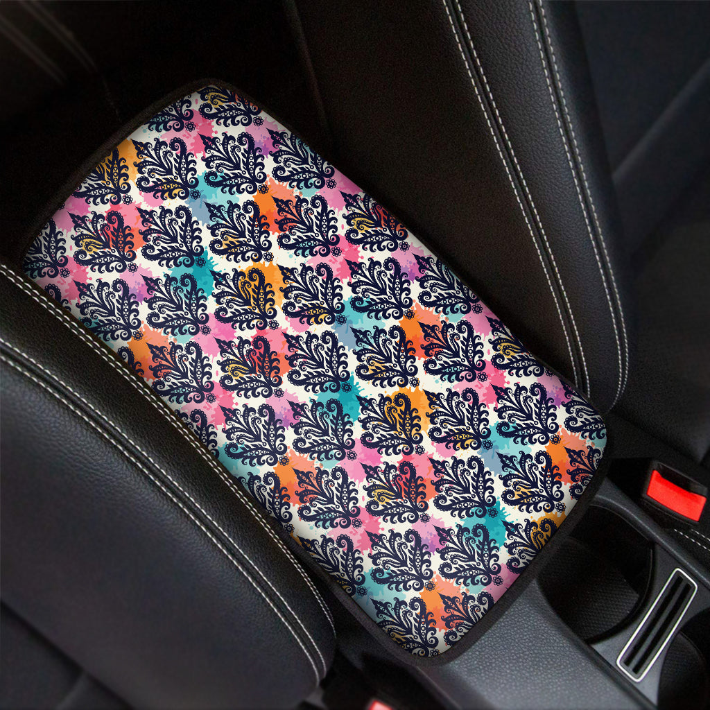 Colorful Damask Pattern Print Car Center Console Cover