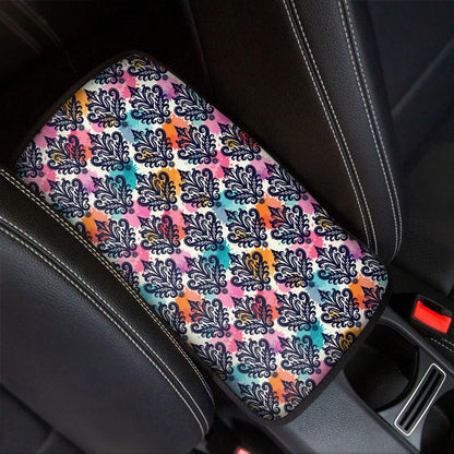 Colorful Damask Pattern Print Car Center Console Cover