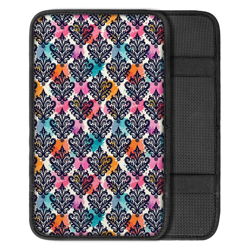 Colorful Damask Pattern Print Car Center Console Cover