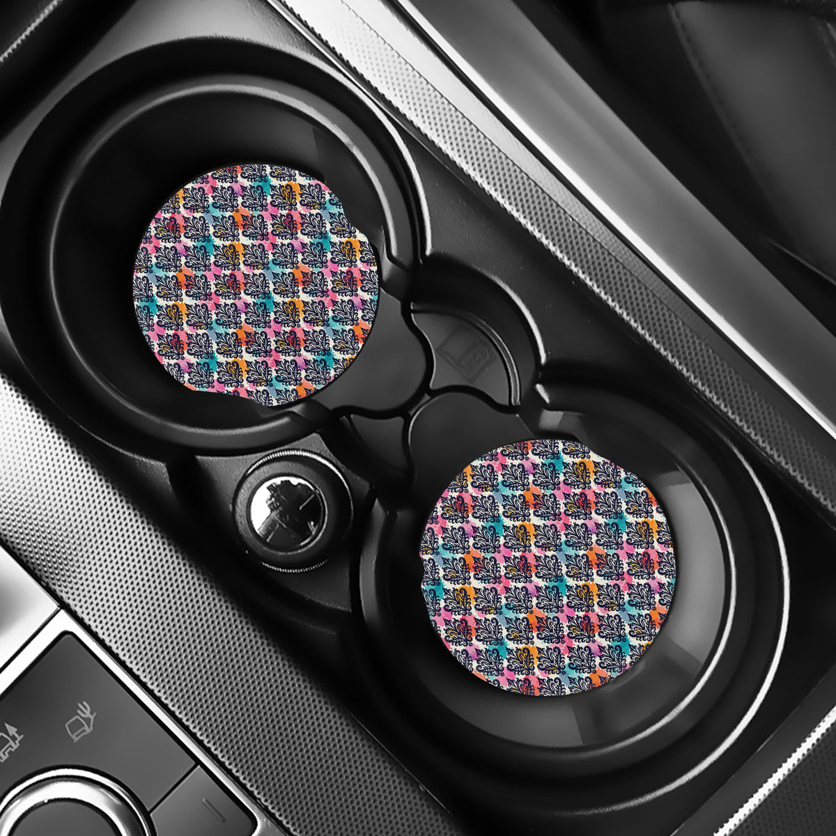 Colorful Damask Pattern Print Car Coasters