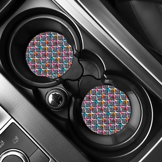 Colorful Damask Pattern Print Car Coasters