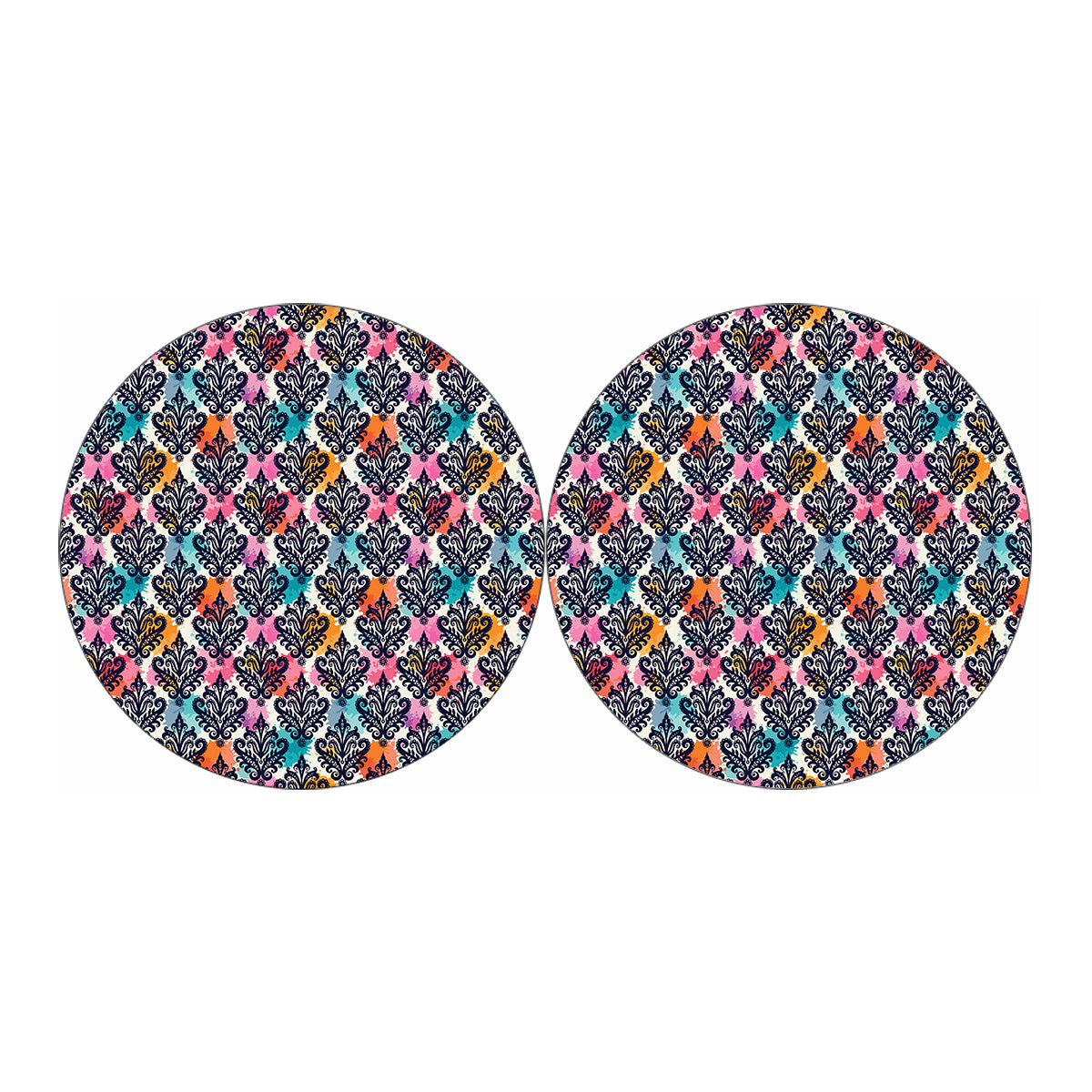 Colorful Damask Pattern Print Car Coasters