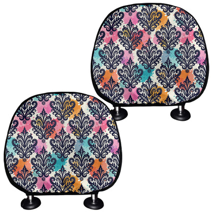 Colorful Damask Pattern Print Car Headrest Covers