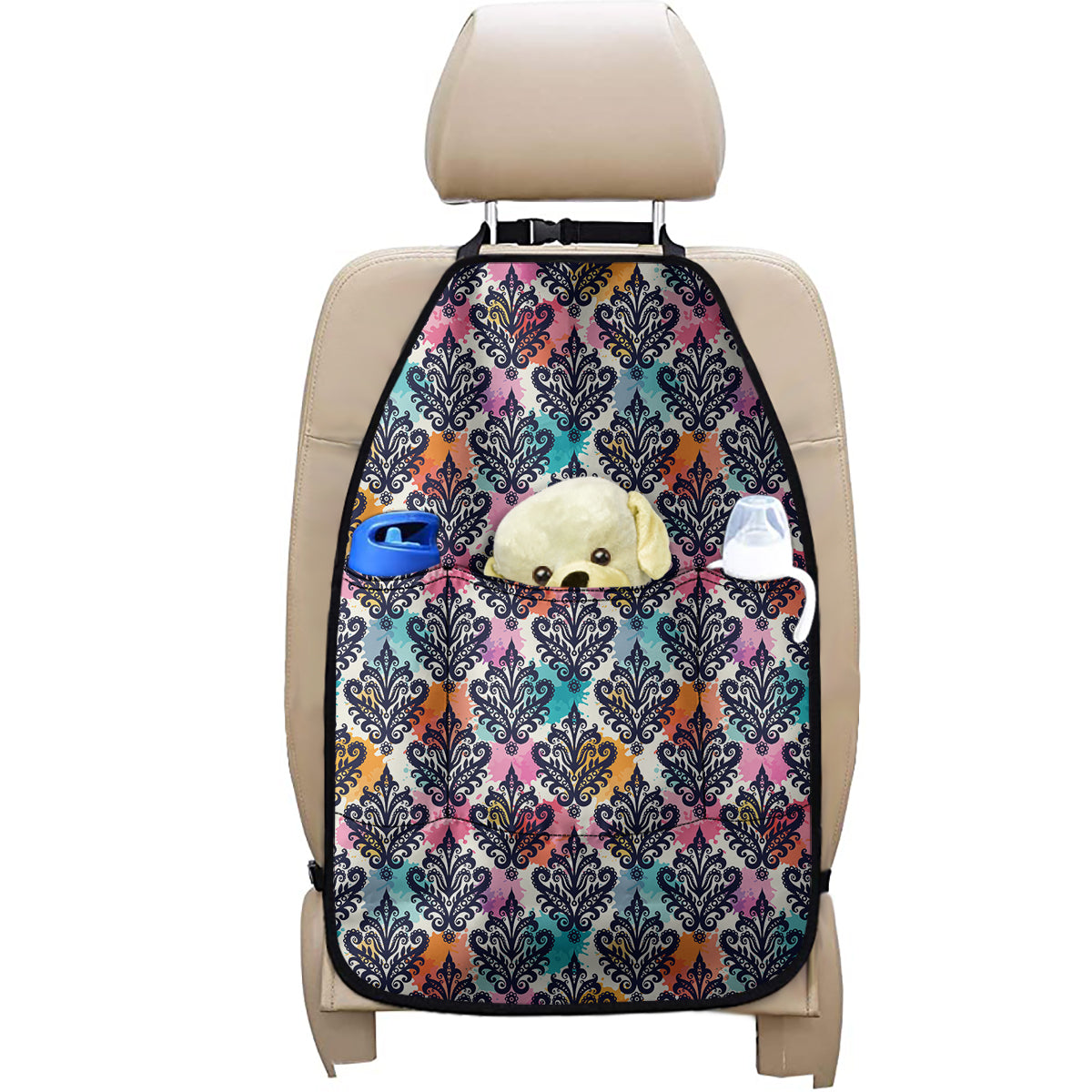 Colorful Damask Pattern Print Car Seat Organizers